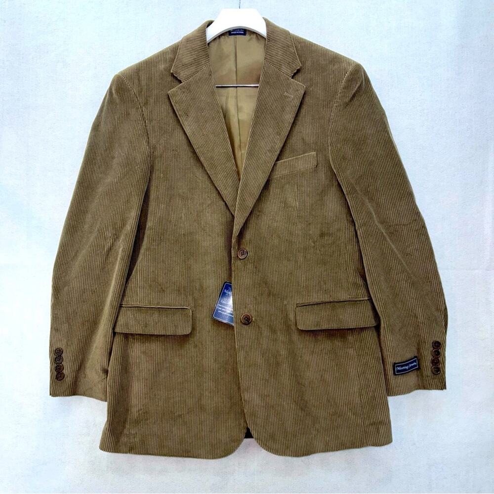 NWT Mens Meeting ST Corduroy Sport-coat Blazer 100% Cotton Tan size 40 Regular